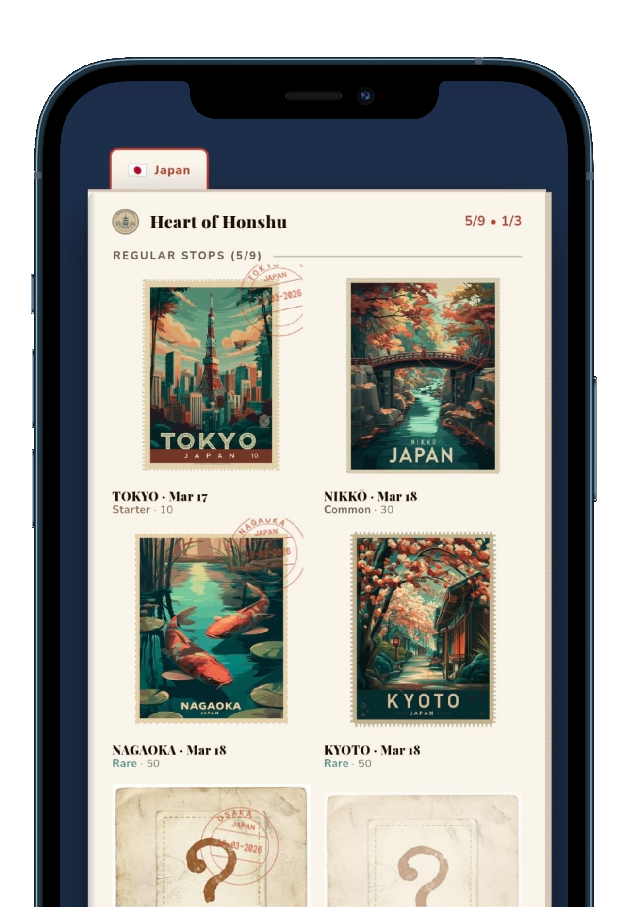 Postmarks digital passport filled with collectible stamps