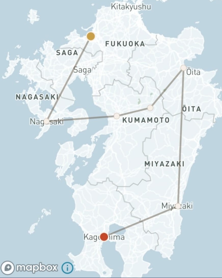 Kyushu Circuit walking route — Fukuoka to Kagoshima