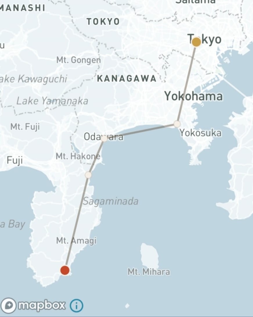 Pacific Coastline walking route — Tokyo to Shimoda