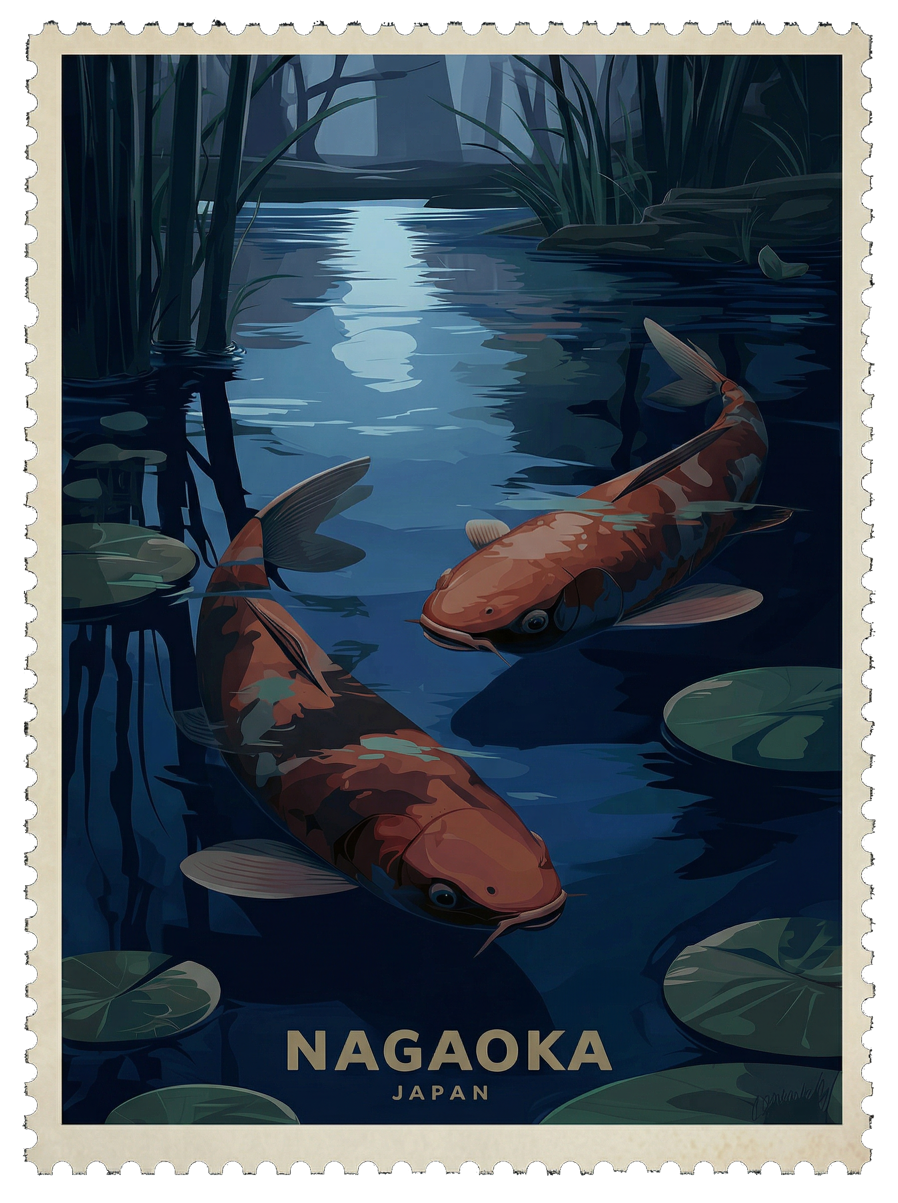 Nagaoka, Japan — After Dark stamp
