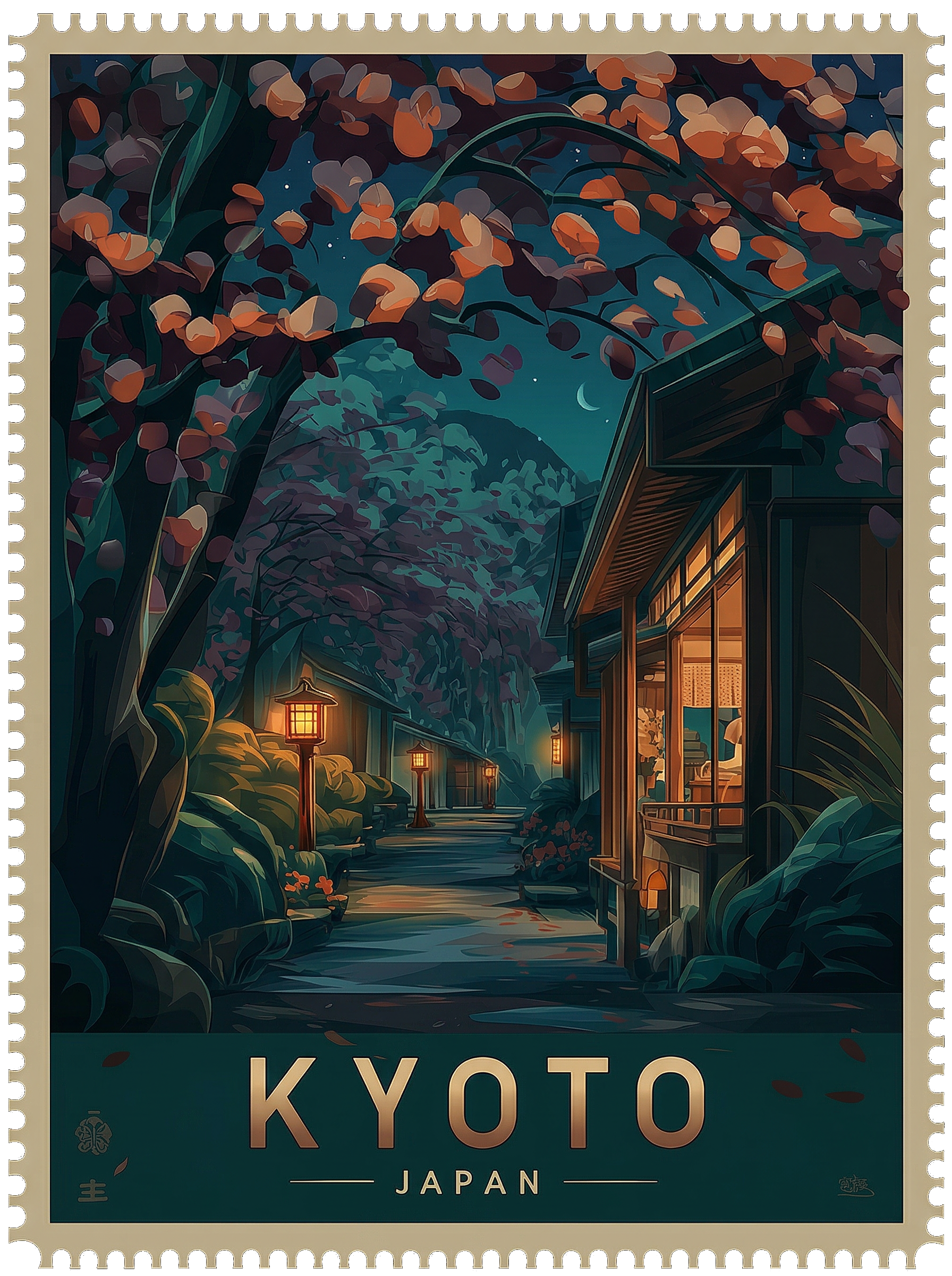 Kyoto, Japan — After Dark stamp